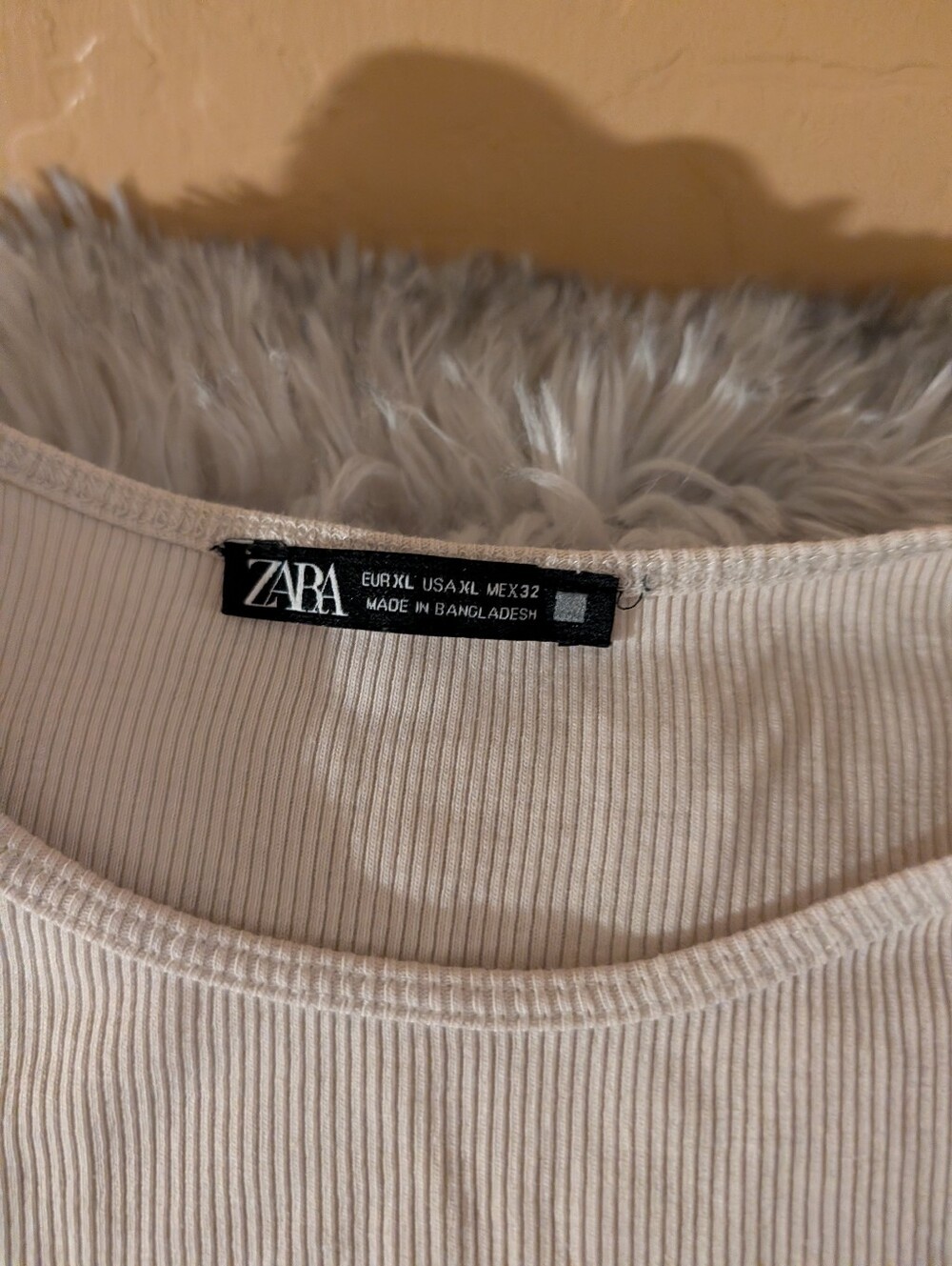 Zara Cream Layered Ruffle Long-Sleeve Ribbed Top - Picture 4 of 5